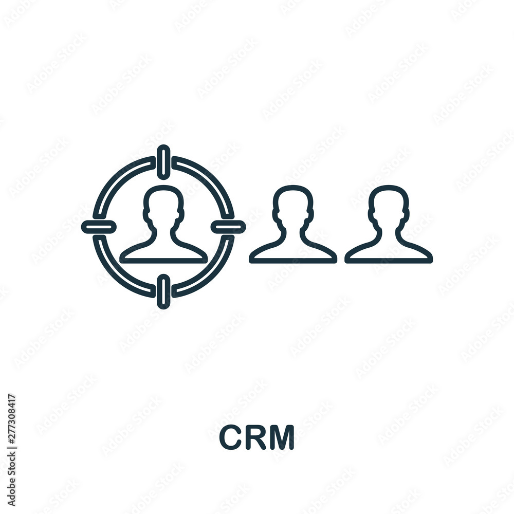 Poster crm outline icon. thin line concept element from business management icons collection. creative crm 