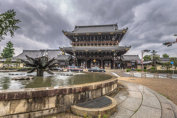 Kyoto - May 28, 2019: Buddhist temple of Higashi-Hongani in Kyoto, Japan