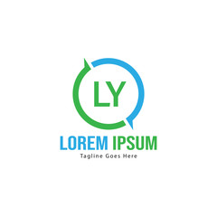 Initial LY logo template with modern frame. Minimalist LY letter logo vector illustration