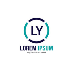 Initial LY logo template with modern frame. Minimalist LY letter logo vector illustration