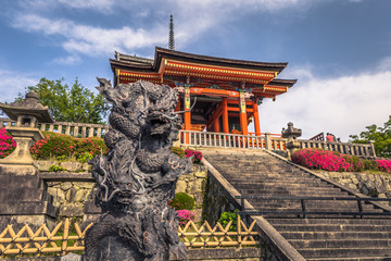 Kyoto - May 29, 2019: Dragon statue at the Kiyomizu-Dera temple in Kyoto, Japan