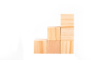 Blocks of wood isolated on white background. Strategy as a business plan for team  work.