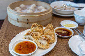 fried dimsum with sauce