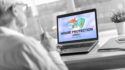 House protection concept on a laptop screen