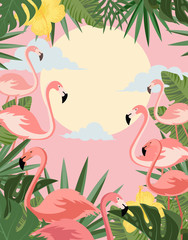 summer banner with flamingo