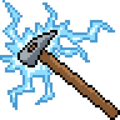 vector pixel art electric hammer