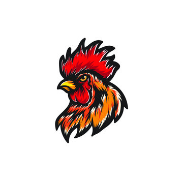 Chicken rooster head mascot. Rooster logo icon