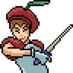 Fototapeta premium vector pixel art swordman