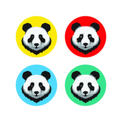 Obraz premium Panda Head Mascot Icons Vector Set. Emotion panda. Panda logo design