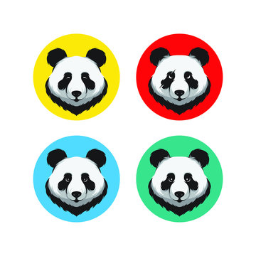 Panda Head Mascot Icons Vector Set. Emotion panda. Panda logo design