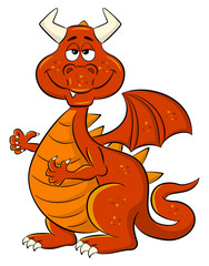 sleepy smiling cartoon dragon