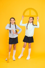 Move from theory to practice. Kids cute students study math. Knowledge day. Excellent pupils....