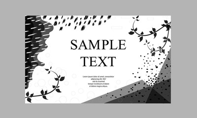 Creative fashion glamour hand drawn floral background. Vector black and white textured cards. Beautiful abstract poster.