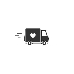 love delivery. truck with a heart icon. vector symbol