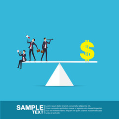 Future Business Leader Concept Business Man Shake hands on balance .Flat Isometric People Executive Manager Vector illustration.