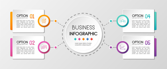 Business circle infographic with 4 steps. Vector
