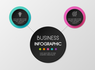 Circle infographic with 2 elements. Vector