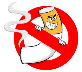 no smoking sign with cartoon cigarette
