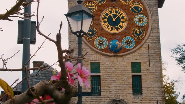 Slow motion clip of the Zimmertoren bell tower in the city of Lier, Belgium.