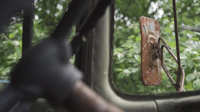 Truck in the forest in Pripyat. Chernobyl nuclear disaster. Zil 130. Chernobyl, exclusion zone.