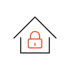House under protection line icon isolated. Home and lock. Protection, safety, security, protect, defense concept. Vector Illustration