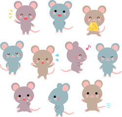 かわいいネズミのいろいろなポーズ