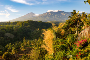 Scenic view of Mount Rinjani in Lombok Island, Indonesia.