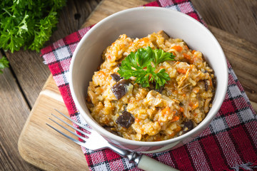 Risotto with vegetables.