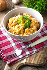 Risotto with vegetables.