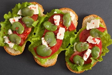 Sandwiches  with broad bean.