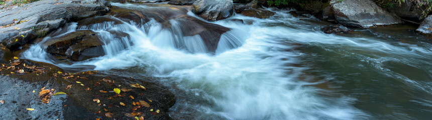 Close up waterfall in the forest