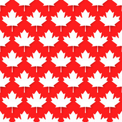 Canadian patriotic seamless pattern with national official colors. White maple leaves repeat in row on red background. Canada republic simple wallpaper design vector illustration.