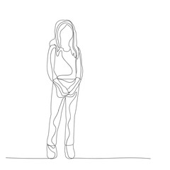 vector, isolated, sketch with child lines, girl