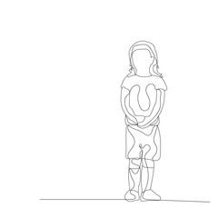 isolated, sketch with child lines, girl