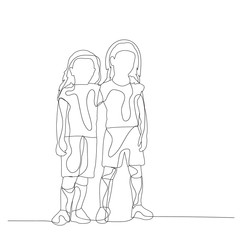 vector, isolated, sketch with child lines, girl friends