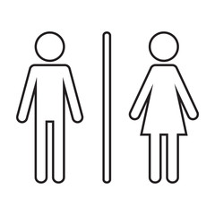Restroom sign men woman symbol logo white with black stroke