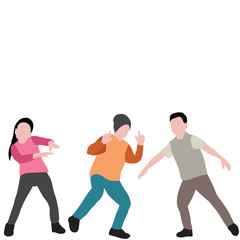 vector isolated set of kids dancing in flat style