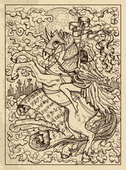 Rider. Mystic concept for Lenormand oracle tarot card.