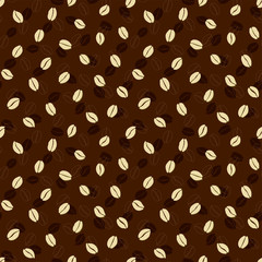 Coffee beans background. Seamless pattern.Vector. コーヒー豆パターン