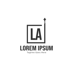 Initial LA logo template with modern frame. Minimalist LA letter logo vector illustration