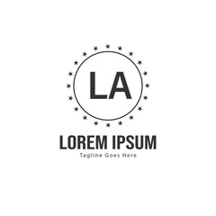 Initial LA logo template with modern frame. Minimalist LA letter logo vector illustration