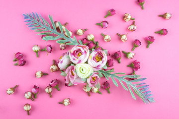 Flowers on a pink background.