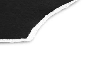 old torn black paper isolated on white background