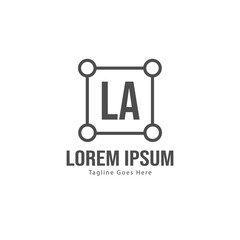 Initial LA logo template with modern frame. Minimalist LA letter logo vector illustration