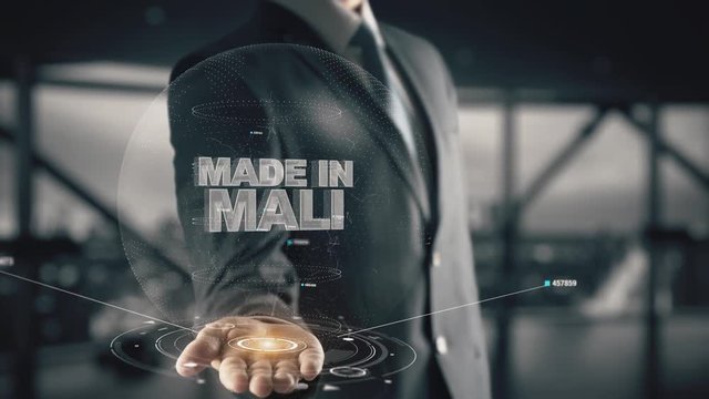 Made in Mali with hologram businessman concept