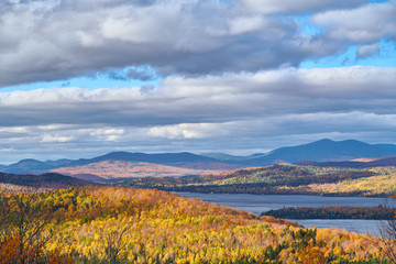 Mooselookmeguntic Lake at autumn view from Height of the Land viewpoint, Maine, USA.