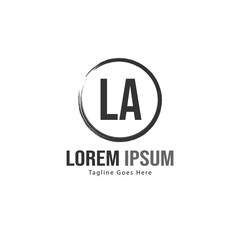 Initial LA logo template with modern frame. Minimalist LA letter logo vector illustration