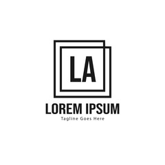 Initial LA logo template with modern frame. Minimalist LA letter logo vector illustration