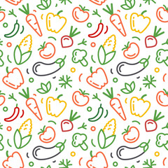 Seamless pattern with vegetables on white background