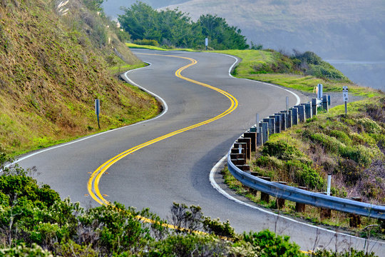 Highway 1 On The Pacific Coast, California, USA.